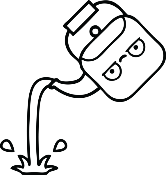 Bir insan tarafından çizilen çaydanlığın çizgi çizimi