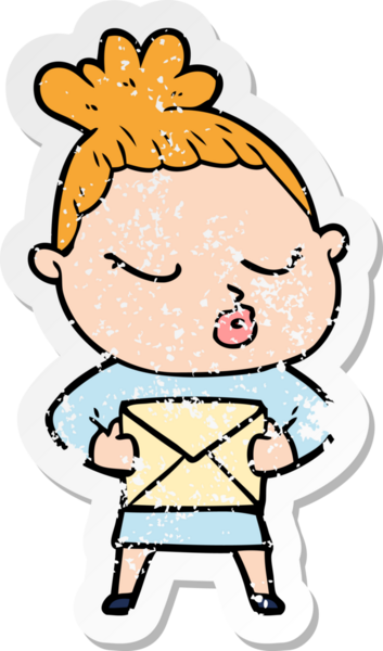 Bir insan tarafından çizilmiş sakin bir karikatür çıkartması.