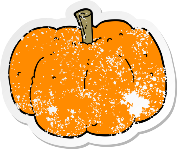 Bir insan tarafından çizilmiş karikatür balkabağı etiketi.