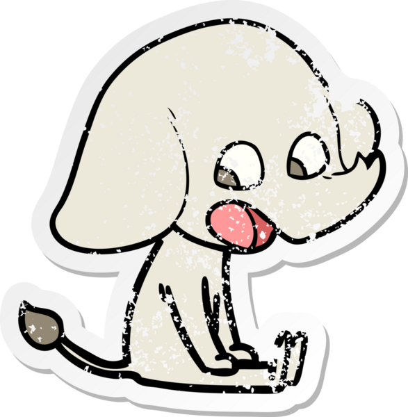 Bir insan tarafından çizilmiş şirin bir filin sıkıntılı çıkartması