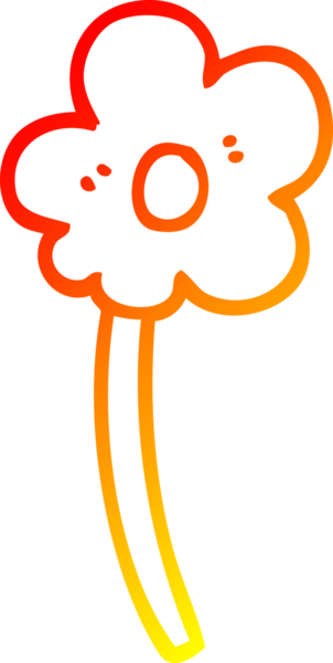 Bir insan tarafından çizilmiş karikatür çiçeğinin sıcak çizgi çizimi