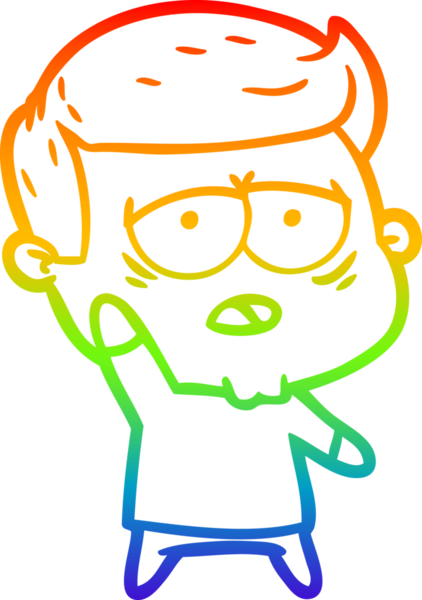 Gökkuşağı gradyan çizgi çizimi bir insan tarafından çizilmiş yorgun bir adam