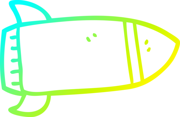 Bir insan tarafından çizilen kırmızı roketin soğuk gradyan çizgisi