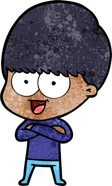 Bir insan tarafından çizilmiş mutlu çizgi film çocuğu.