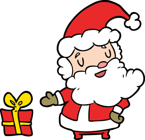 Bir insan tarafından çizilmiş Noel Baba çizgi filmi.