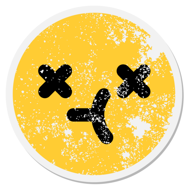 bir insan tarafından çizilmiş şaşı yüz dairesel çıkartması.