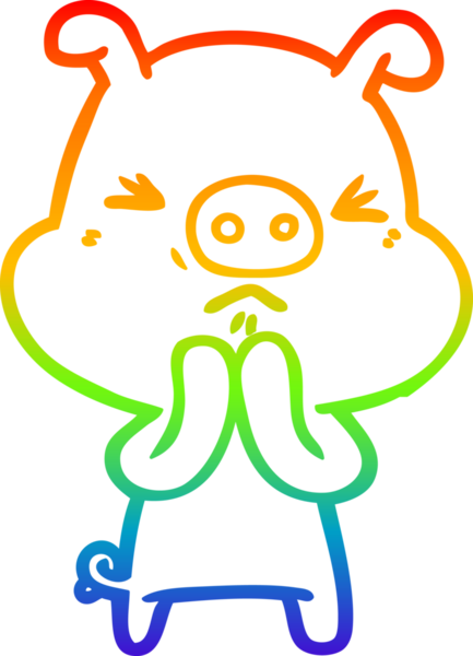 Gökkuşağı gradyan çizgi çizimi Bir insan tarafından çizilmiş huysuz domuz