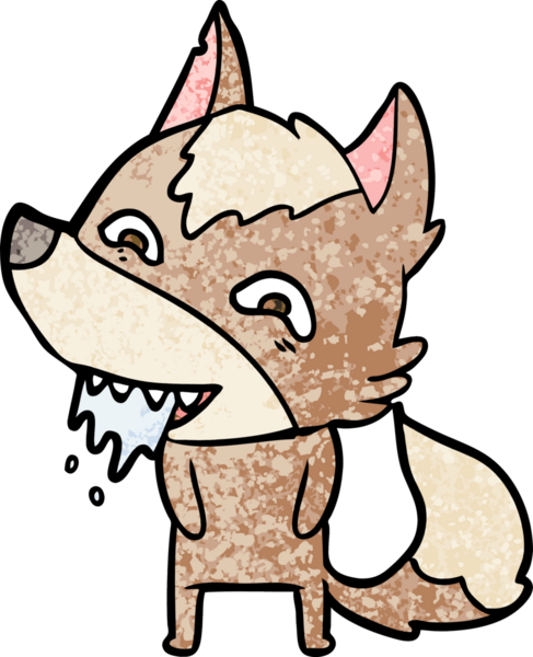 Bir insan tarafından çizilmiş aç kurt çizgi filmi.