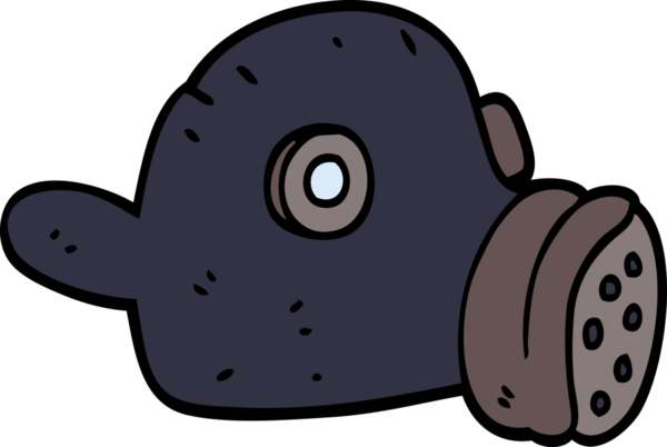 Bir insan tarafından çizilmiş gaz maskesi.