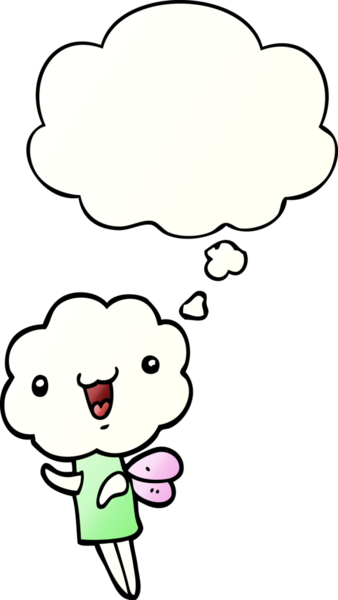 Düşünce baloncuğu olan, bir insan tarafından çizilmiş tatlı çizgi film başlıklı yaratık.