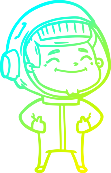 Bir insan tarafından çizilmiş mutlu bir astronotun soğuk gradyan çizimi.