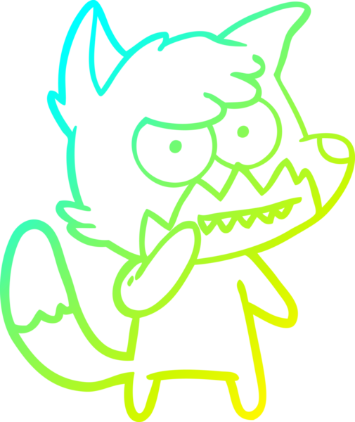 Bir insan tarafından çizilmiş sırıtan bir tilkinin soğuk çizgi çizimi