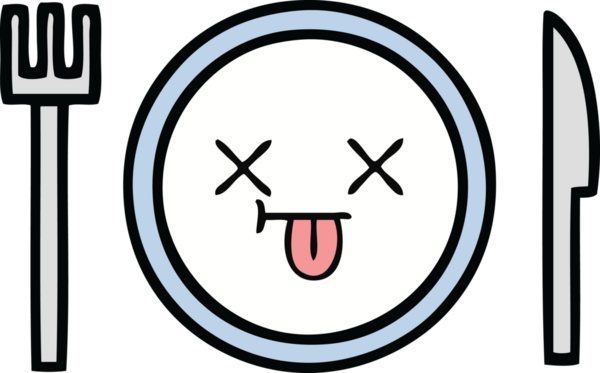 Bir insan tarafından çizilmiş yemek tabağı karikatürü.