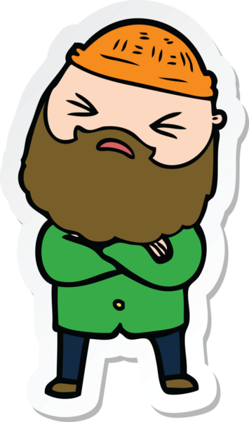 Bir insan tarafından çizilmiş sakallı bir karikatür adamın çıkartması.