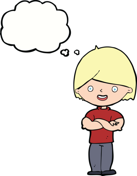 Bir insan tarafından çizilmiş düşünce balonlu çapraz kollu çizgi film adamı.