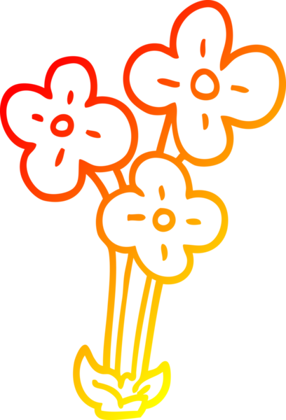 Bir insan tarafından çizilmiş bir demet çiçeğin sıcak çizgi çizimi