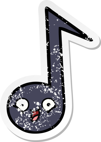 Bir insan tarafından çizilmiş şirin bir karikatür müzik notasının sıkıntılı çıkartması.