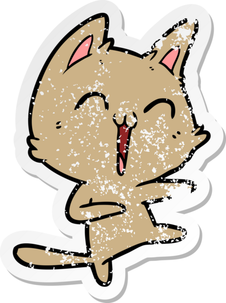 Bir insan tarafından miyavlanan mutlu çizgi film kedisinin sıkıntılı çıkartması.