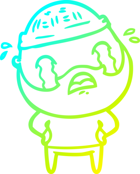 Bir insan tarafından çizilmiş ağlayan sakallı bir adamın çizdiği soğuk çizgi.