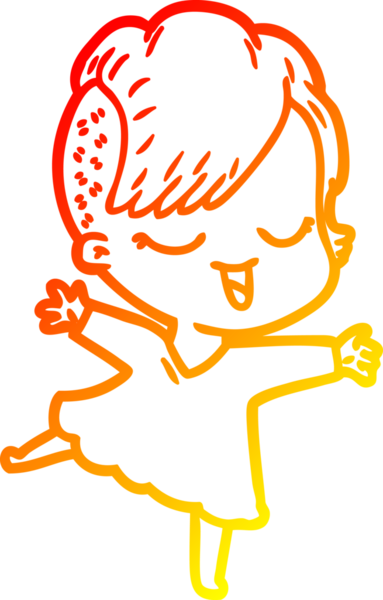 Bir insan tarafından çizilmiş mutlu bir çizgi film kızı çizimi.