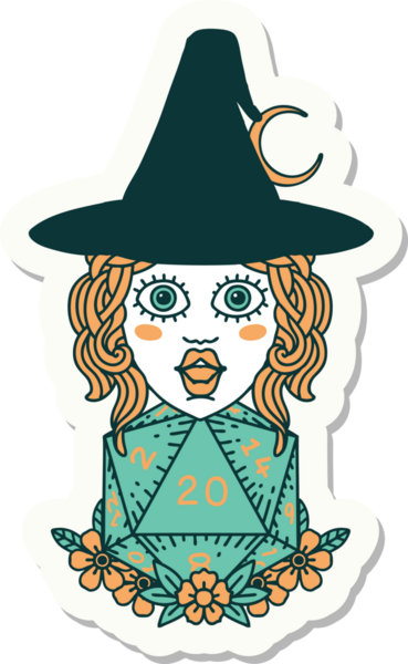 Bir insan tarafından çizilmiş doğal yirmi zarlı bir cadının çıkartması.