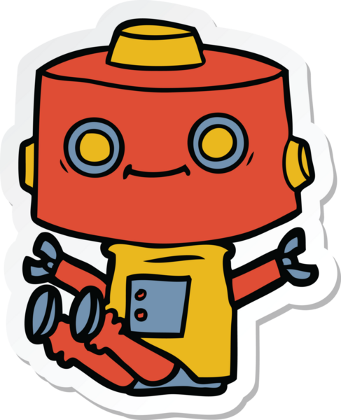 Bir insan tarafından çizilmiş robot karikatür çıkartması.