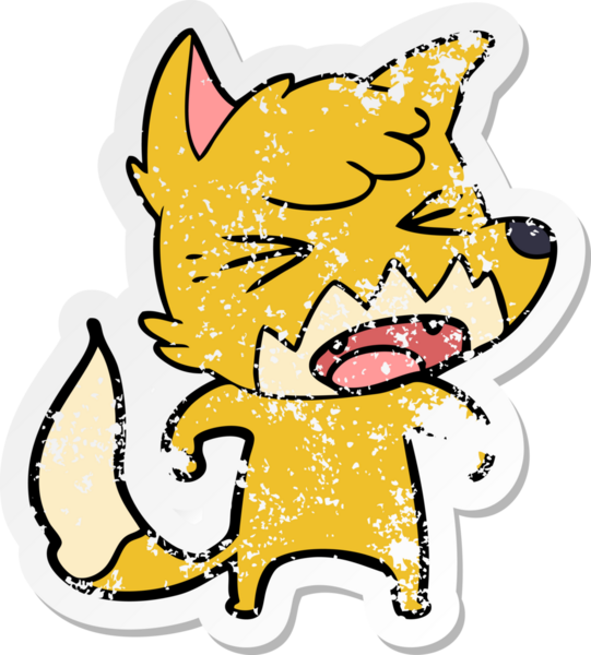 Bir insan tarafından çizilmiş kızgın bir tilkinin sıkıntılı çıkartması.