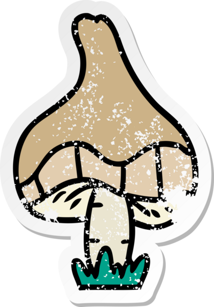 Bir insan tarafından çizilmiş tek bir mantarın el yazısı karikatürü.