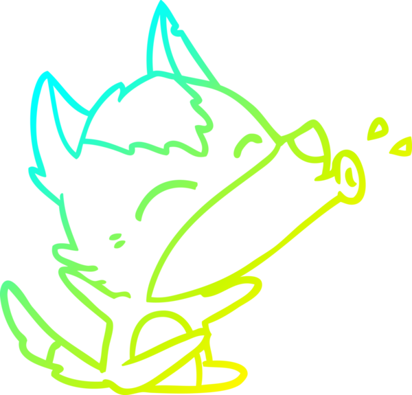 Bir insan tarafından çizilen uluyan kurt çizgi filminin soğuk gradyan çizimi