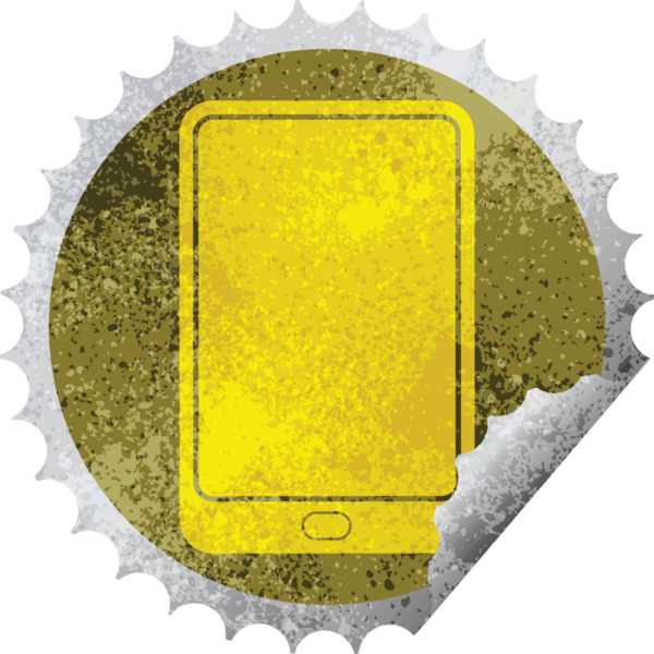 tablet bilgisayar vektör illüstrasyonu bir insan tarafından çizilmiş dairesel soyma etiketi