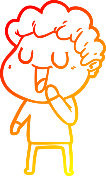 Bir insan tarafından çizilmiş gülen bir çizgi film karakterinin sıcak çizgi çizimi.