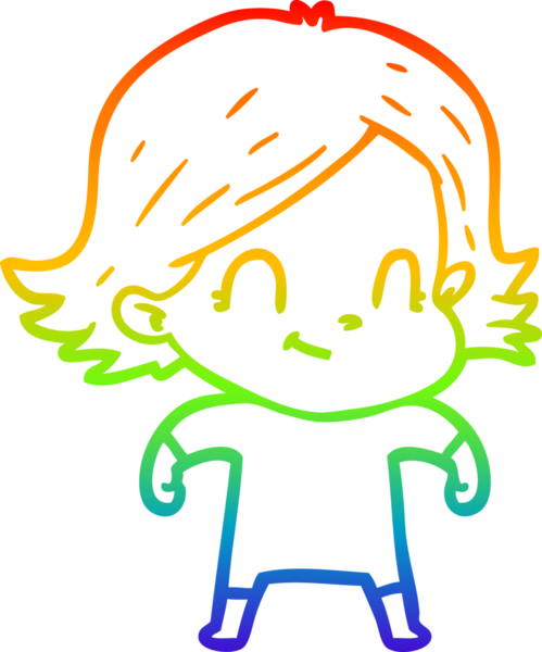 Gökkuşağı gradyan çizimi. Bir insan tarafından çizilmiş karikatür dostu bir kız.