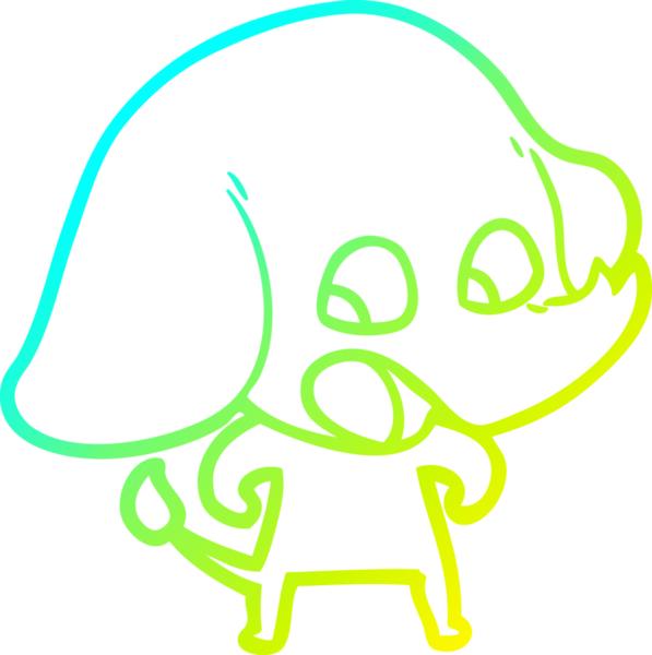 Bir insan tarafından çizilmiş şirin bir filin soğuk gradyan çizgisi