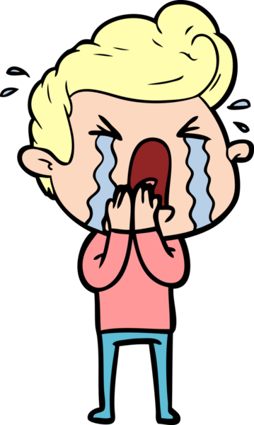 Bir insan tarafından çizilmiş ağlayan bir karikatür.