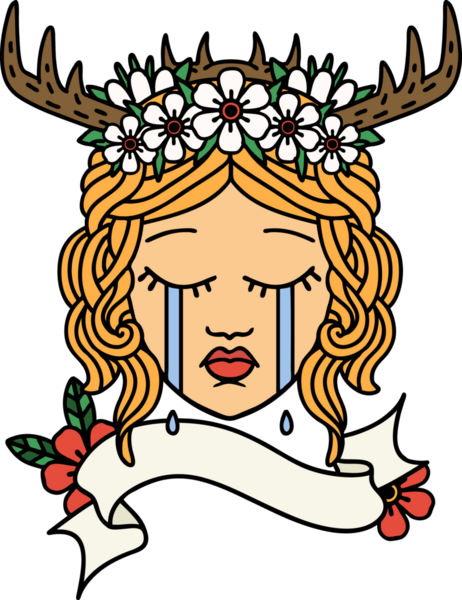 Bir insan tarafından çizilmiş Retro Dövme Tarzı İnsan Druidi