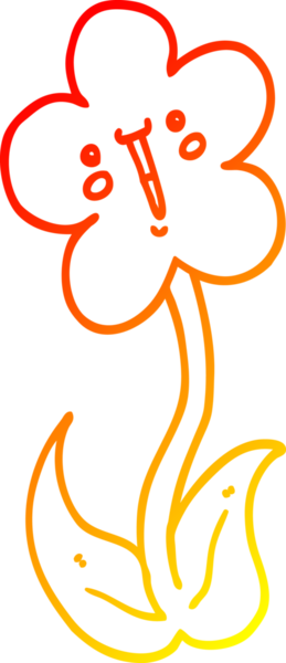 Bir insan tarafından çizilmiş karikatür çiçeğinin sıcak çizgi çizimi