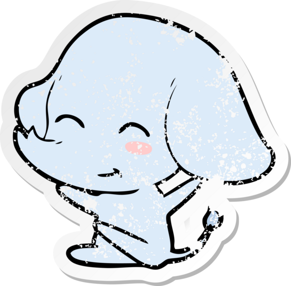 Bir insan tarafından çizilmiş şirin bir filin sıkıntılı çıkartması