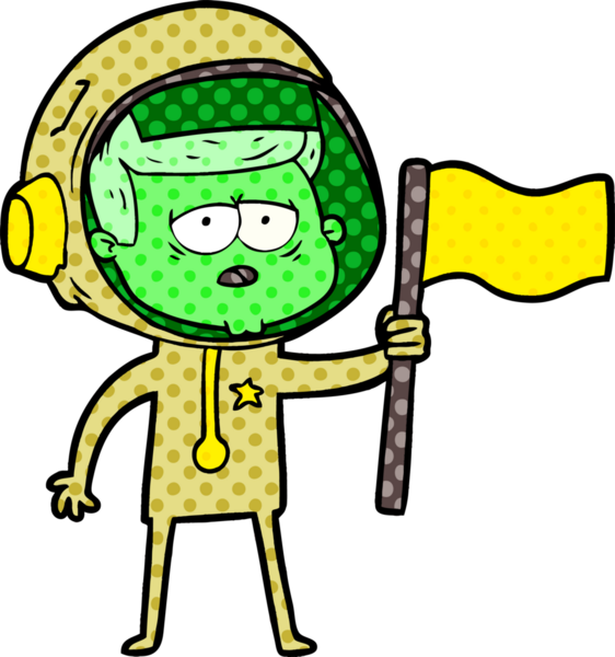 Bir insan tarafından çizilmiş yorgun astronot çizgi filmi.