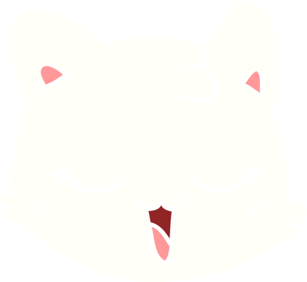 Bir insan tarafından çizilmiş düz renkli çizgi film kedi yüzü