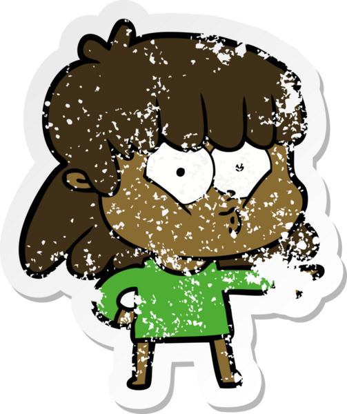 Bir insan tarafından çizilmiş ıslık çalan bir kızın sıkıntılı çıkartması.