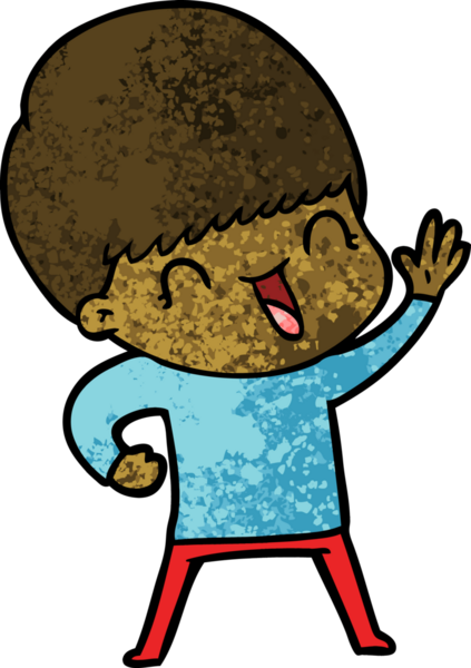 Bir insan tarafından çizilmiş mutlu çizgi film çocuğu.