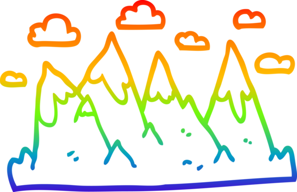 gökkuşağı gradyan çizgi çizimi bir insan tarafından çizilmiş bir dağ sırası
