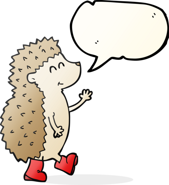 Bir insan tarafından çizilmiş tatlı serbest konuşma balonu kirpi.