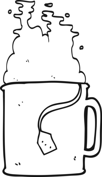 Bir insan tarafından çizilmiş siyah beyaz çay fincanı.