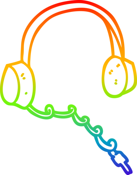 gökkuşağı gradyan çizgi çizimi bir insan tarafından çizilmiş kulaklıklar