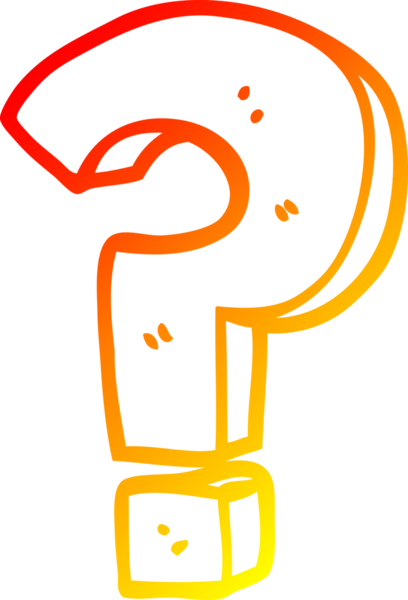 Bir insan tarafından çizilmiş bir çizgi film soru işaretinin sıcak gradyan çizgisi