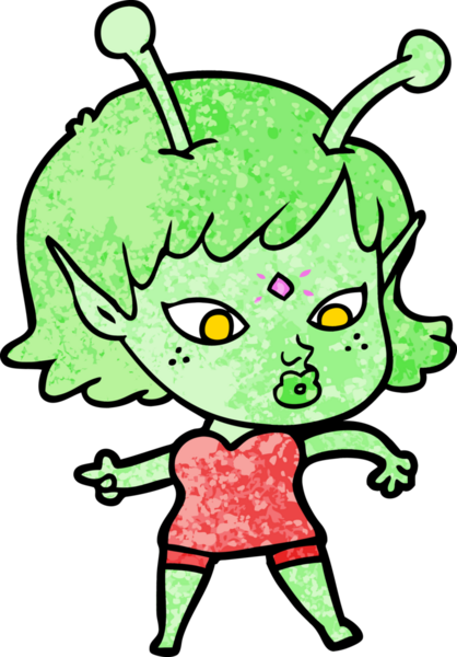 Bir insan tarafından çizilmiş güzel uzaylı kız.