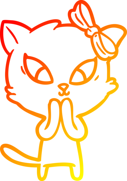 Bir insan tarafından çizilmiş çizgi film kedisinin sıcak çizgi çizimi
