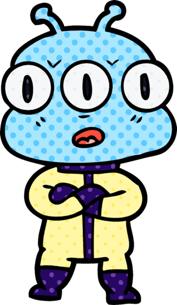 Bir insan tarafından çizilmiş üç gözlü uzaylı çizgi filmi.