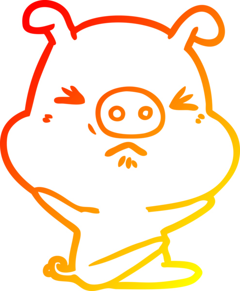 Bir insan tarafından çizilmiş kızgın bir domuzun sıcak çizgi çizimi